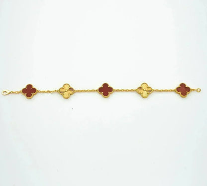 [Stellar Jewelry] CLOVER 5 MOTIF RED CORNELIAN BRACELET COLLECTION
