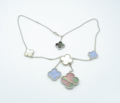 [Stellar Jewelry]CLOVER MOP CHALCEDONY NECKLACE SILVER 6 MOTIF