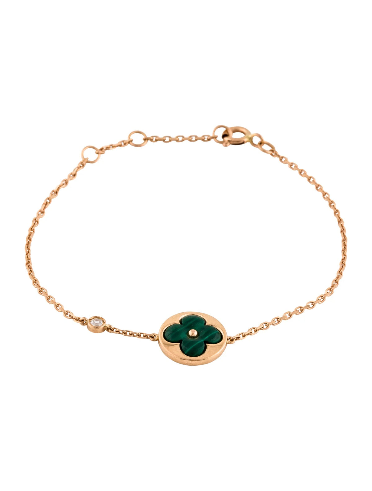 [Stellar Jewelry]SUN MALACHITE 1 DIAMOND PINK GOLD BRACELET