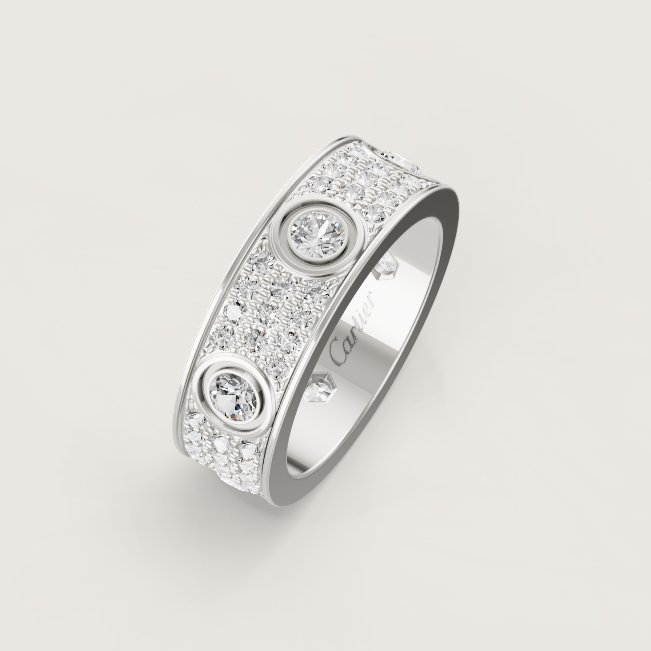 [Stellar Jewelry]LOVE RING 6.5MM Full Diamond, 6 Major Diamonds Silver