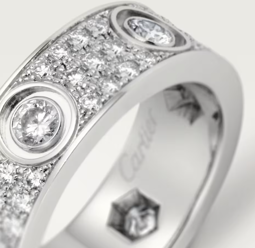 [Stellar Jewelry]LOVE RING 6.5MM Full Diamond, 6 Major Diamonds Silver
