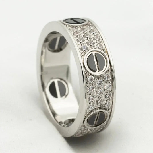 [Stellar Jewelry]LOVE RING 5.5MM DIAMONDS PAVED CERAMIC