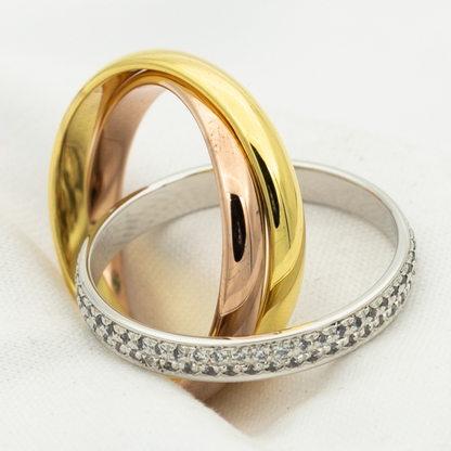 [Stellar Jewelry Jewelry]TRINITY RING GOLD PINK GOLD SILVER DIAMONDS