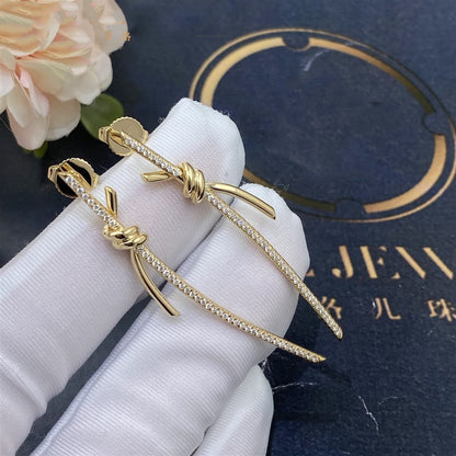 [Stellar jewels]KNOT DROP EARRINGS IN YELLOW GOLD WITH DIAMONDS