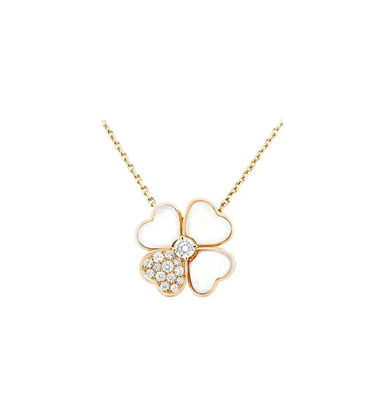 [Stellar Jewelry]CLOVER MOP DIAMOND ROSE GOLD NECKLACE