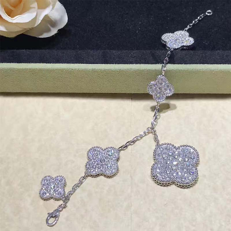 [Stellar Jewelry]CLOVER 6 MOTIFS SILVER DIAMOND BRACELET