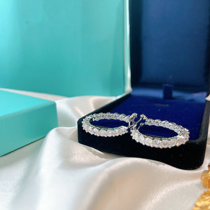 [Stellar jewels]SILVER DIAMOND HOOP EARRINGS