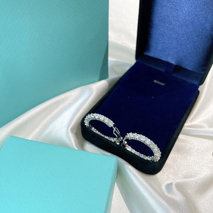 [Stellar jewels]SILVER DIAMOND HOOP EARRINGS