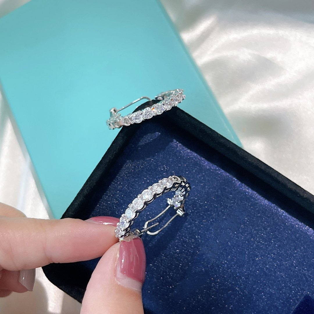 [Stellar jewels]SILVER DIAMOND HOOP EARRINGS