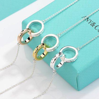 [Stellar jewels]NECKLACE FEMALE DOUBLE RING DOUBLE CIRCLE COUPLE PENDANT