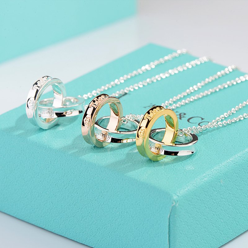 [Stellar jewels]NECKLACE FEMALE DOUBLE RING DOUBLE CIRCLE COUPLE PENDANT