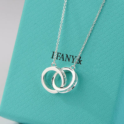 [Stellar jewels]NECKLACE FEMALE DOUBLE RING DOUBLE CIRCLE COUPLE PENDANT