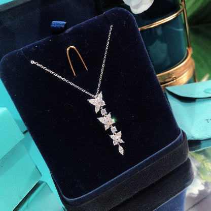 [Stellar jewels]MIXED CLUSTER DIAMOND DROP PENDANT