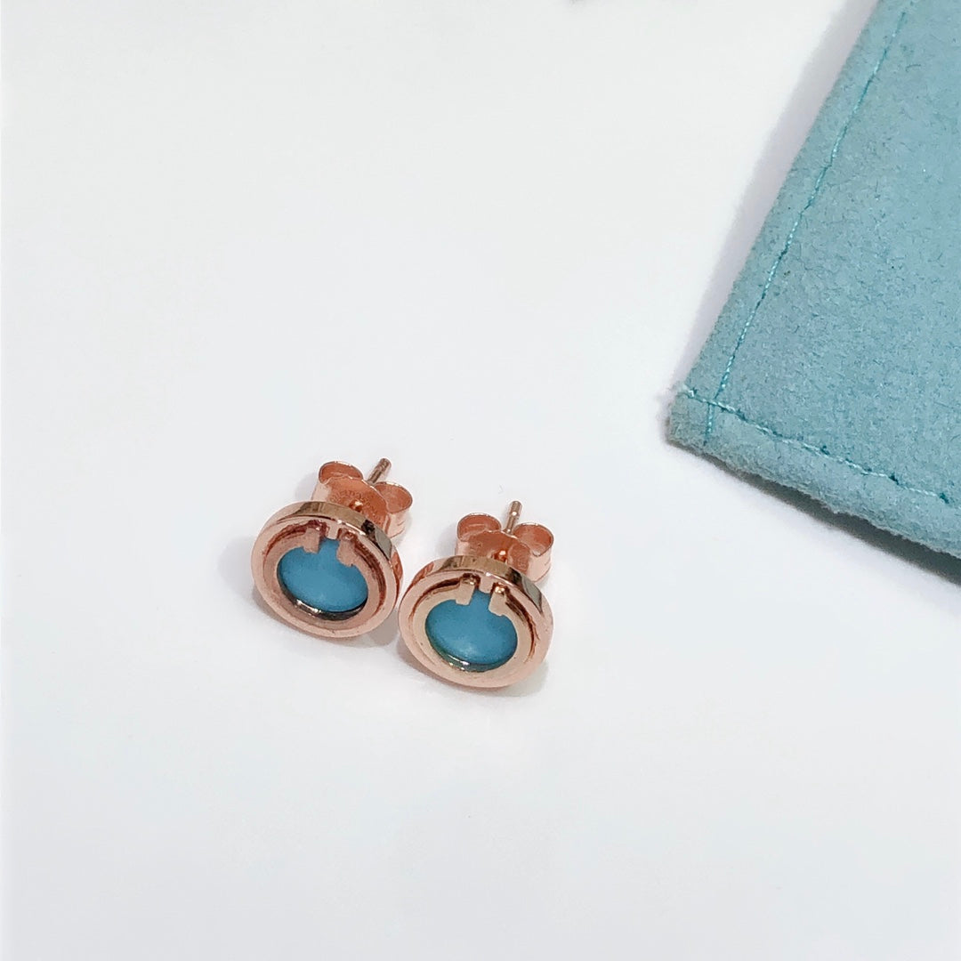 [Stellar jewels]TURQUOISE CIRCLE WHITE GOLD EARRINGS
