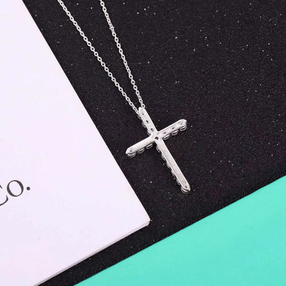 [Stellar jewels]MOISSANITE STONE CROSS PENDANT NECKLACE SIMULATED DIAMOND CROSS CHOKER