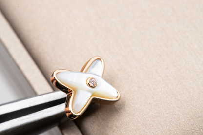 [Stellar Jewelry]JEUX DE WHITE MOP PINK GOLD DIAMOND EARRINGS