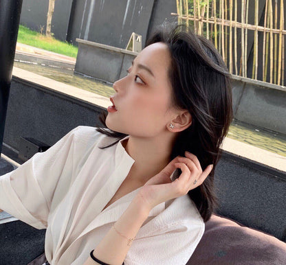 [Stellar Jewelry]JEUX DE WHITE MOP PINK GOLD DIAMOND EARRINGS