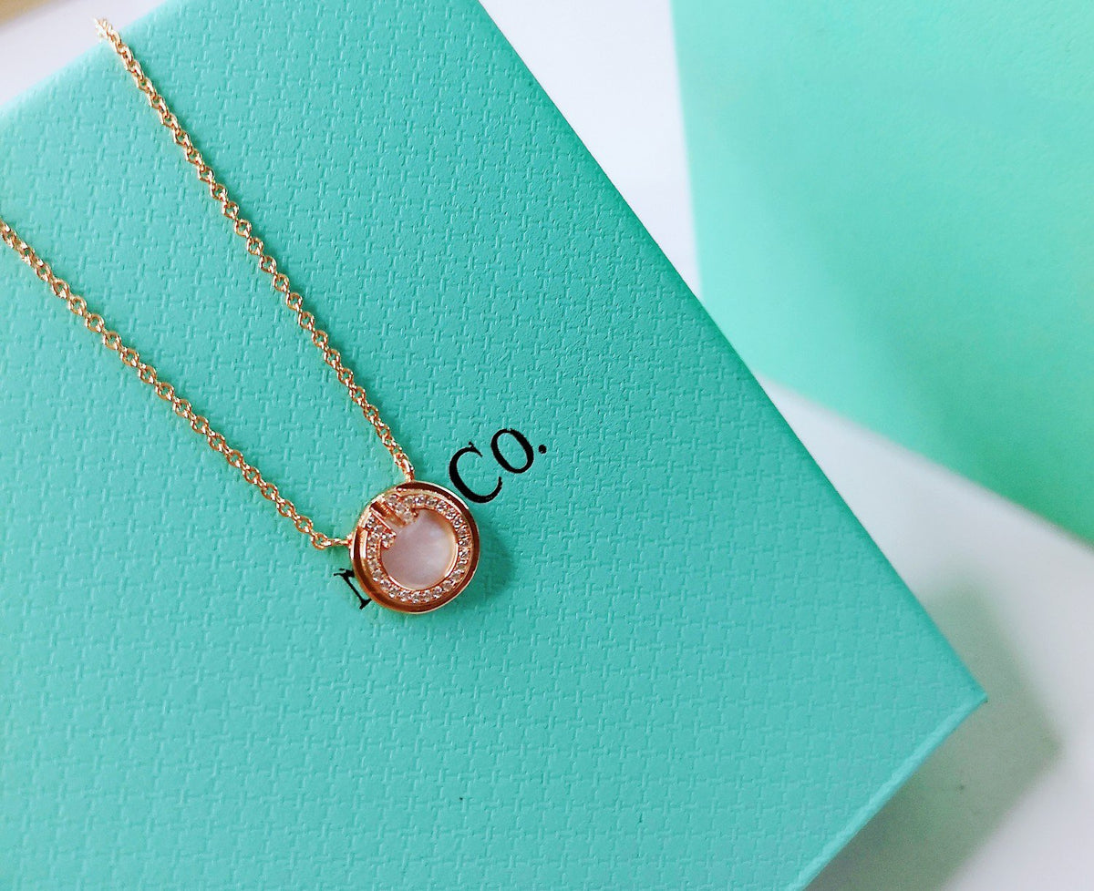 [Stellar jewels]DIAMOND AND MOTHER PEARL CIRCLE NECKLACE PENDANT
