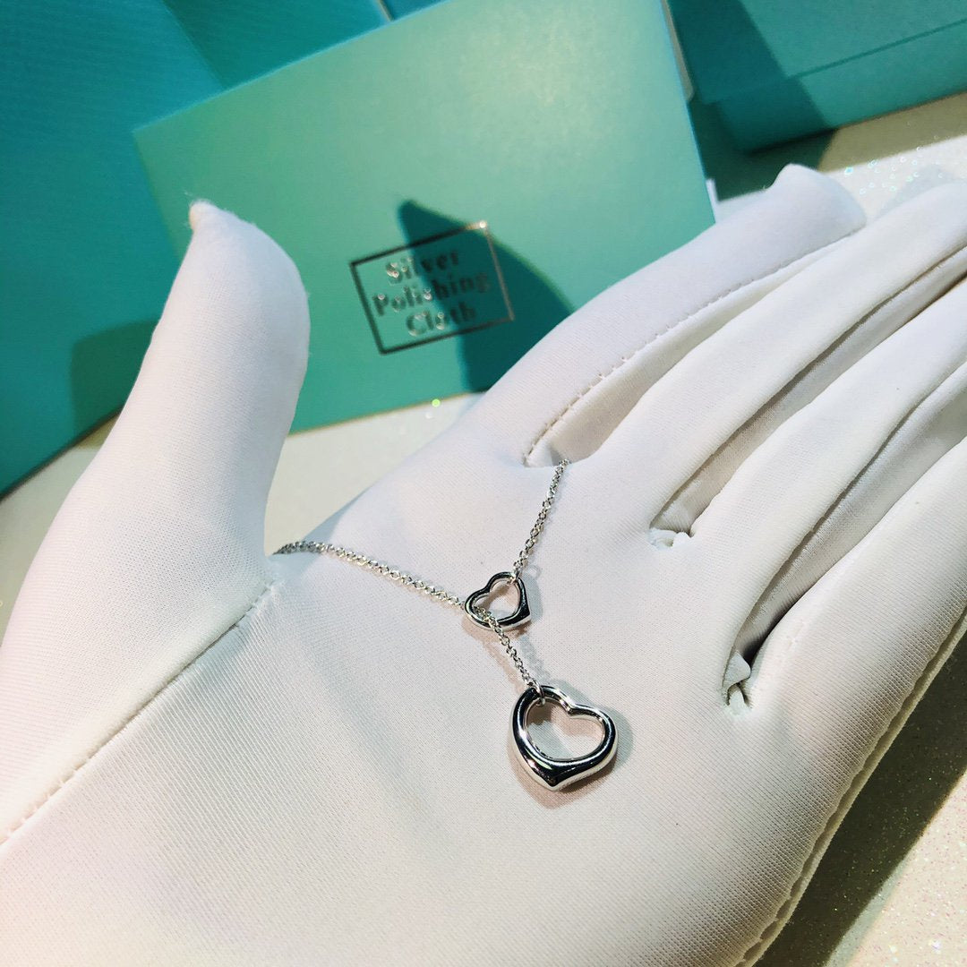 [Stellar jewels]OPEN HEART LARIAT NECKLACE SILVER