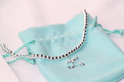 [Stellar jewels]STERLING SILVER BOW BEAD BRACELET