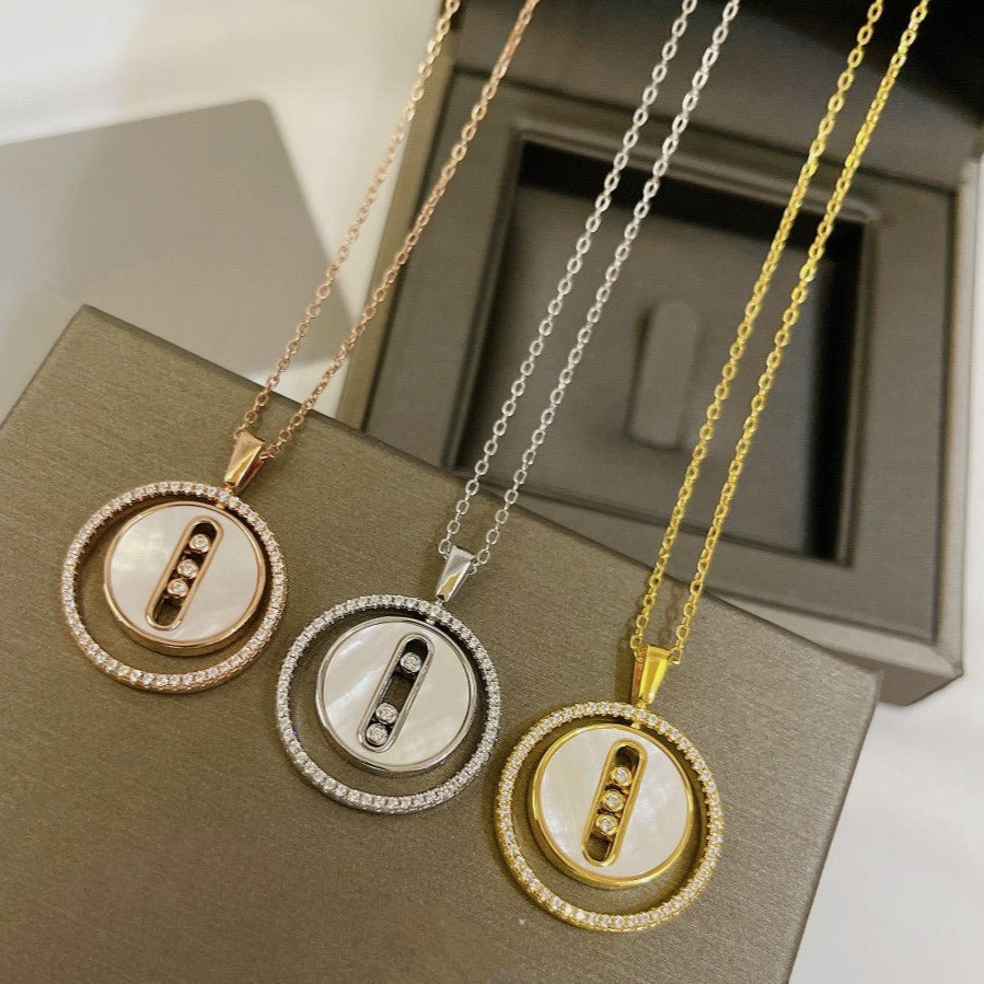 [Stellar Jewelry]LUCKY MOVE MM NACRE BLANCHE DIAMOND NECKLACE