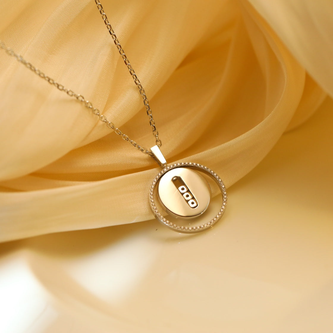 [Stellar Jewelry]LUCKY MOVE MM SILVER DIAMOND NECKLACE