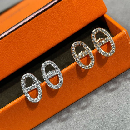 [Stellar Jewelry]HM FULL DIAMOND PIG NOSE STUD EARRINGS