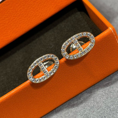 [Stellar Jewelry]HM FULL DIAMOND PIG NOSE STUD EARRINGS