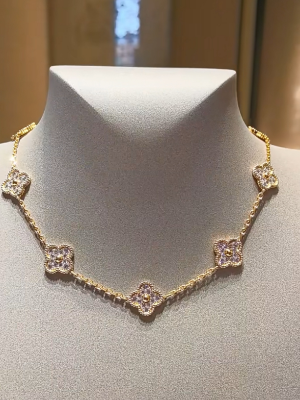 [Stellar Jewelry Jewelry]CLOVER 10 MOTIFS  Gold Diamond  NECKLACE