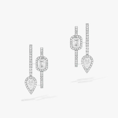 [Stellar Jewelry]CREOLES MY TWIN 2 RANGS SILVER DIAMOND EARRINGS