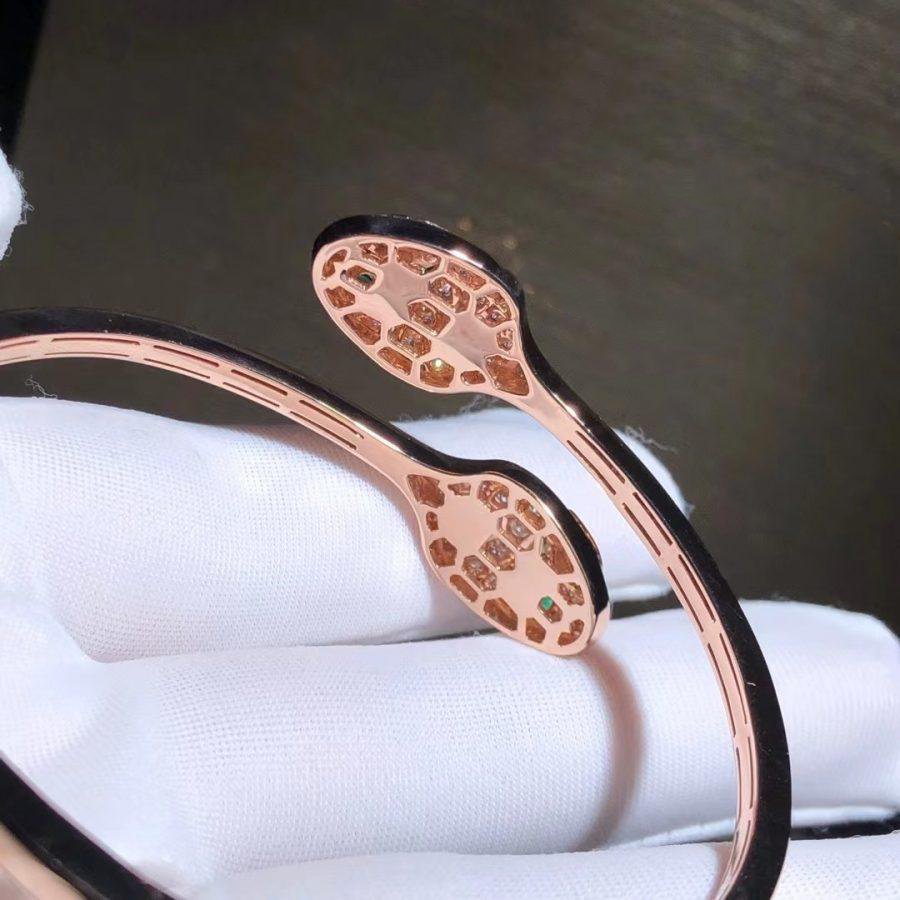[Stellar Jewelry]SERPENTI BRACELET PINK GOLD MALACHITE DIAMOND DOUBLE SNAKE