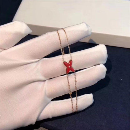 [Stellar Jewelry]JEUX BRACELET CARNELIAN PINK GOLD 1 DIAMOND
