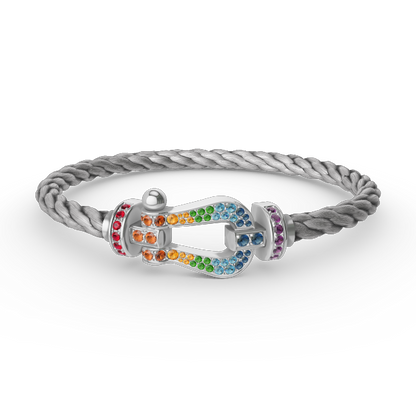 [Stellar Jewelry]FORC LARGE HORSESHOE  COLORED DIAMOND BRACELET SILVER