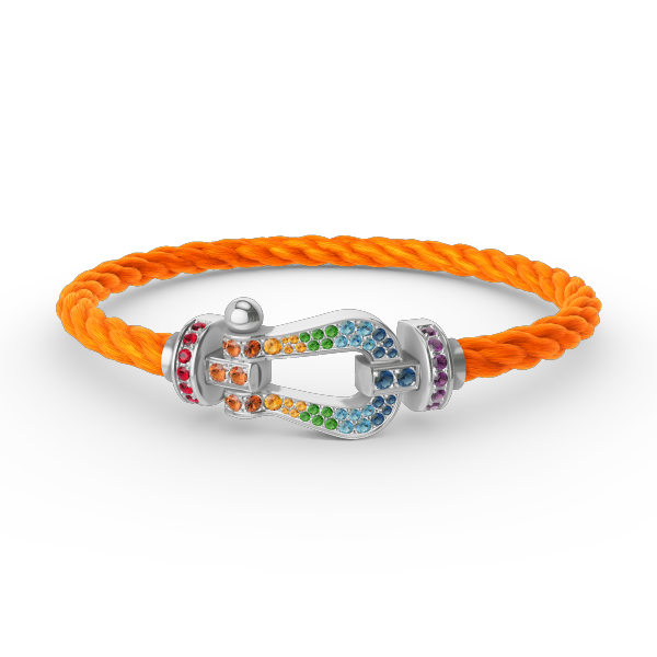 [Stellar Jewelry]FORC LARGE HORSESHOE  COLORED DIAMOND BRACELET SILVER