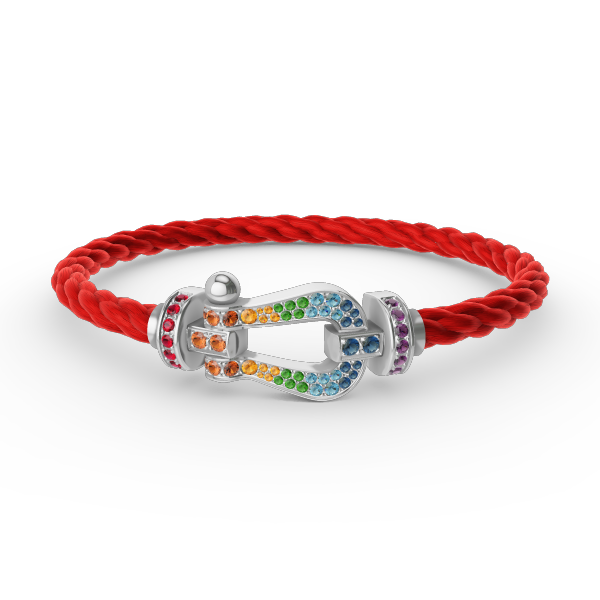 [Stellar Jewelry]FORC LARGE HORSESHOE  COLORED DIAMOND BRACELET SILVER