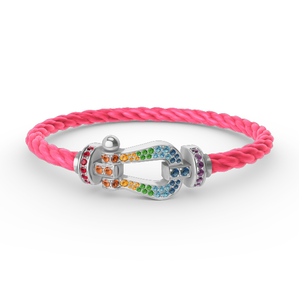 [Stellar Jewelry]FORC LARGE HORSESHOE  COLORED DIAMOND BRACELET SILVER