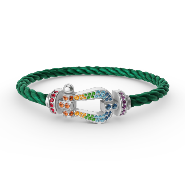 [Stellar Jewelry]FORC LARGE HORSESHOE  COLORED DIAMOND BRACELET SILVER
