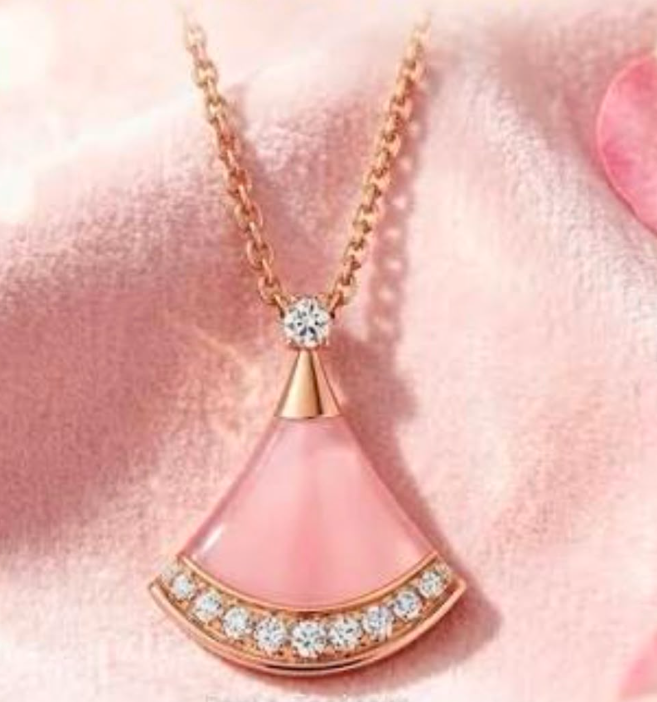 [Stellar Jewelry]Cherry Blossom Pink Fan Necklace