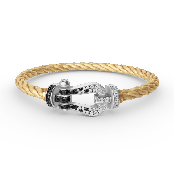 [Stellar Jewelry]FORCE LARGE HORSESHOE BLACK WHITE DIAMOND BRACELET SILVER
