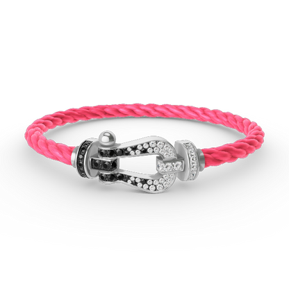 [Stellar Jewelry]FORCE LARGE HORSESHOE BLACK WHITE DIAMOND BRACELET SILVER