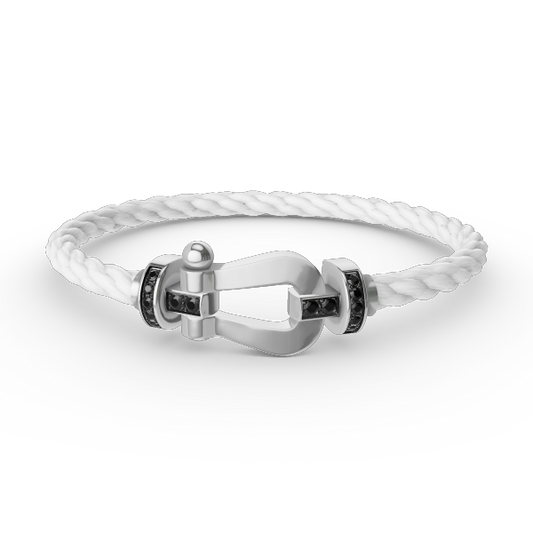 [Stellar Jewelry]FORCE LARGE HORSESHOE BLACK DIAMOND BRACELET SILVER