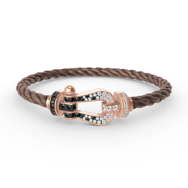 [Stellar Jewelry]FORCE LARGE HORSESHOE BLACK WHITE DIAMOND BRACELET ROSE GOLD