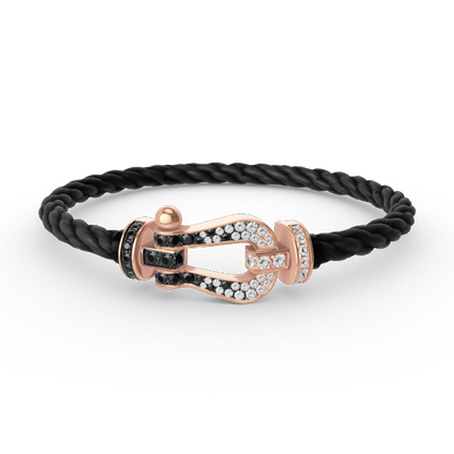 [Stellar Jewelry]FORCE LARGE HORSESHOE BLACK WHITE DIAMOND BRACELET ROSE GOLD