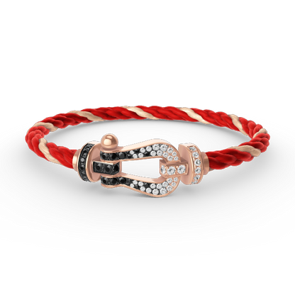 [Stellar Jewelry]FORCE LARGE HORSESHOE BLACK WHITE DIAMOND BRACELET ROSE GOLD