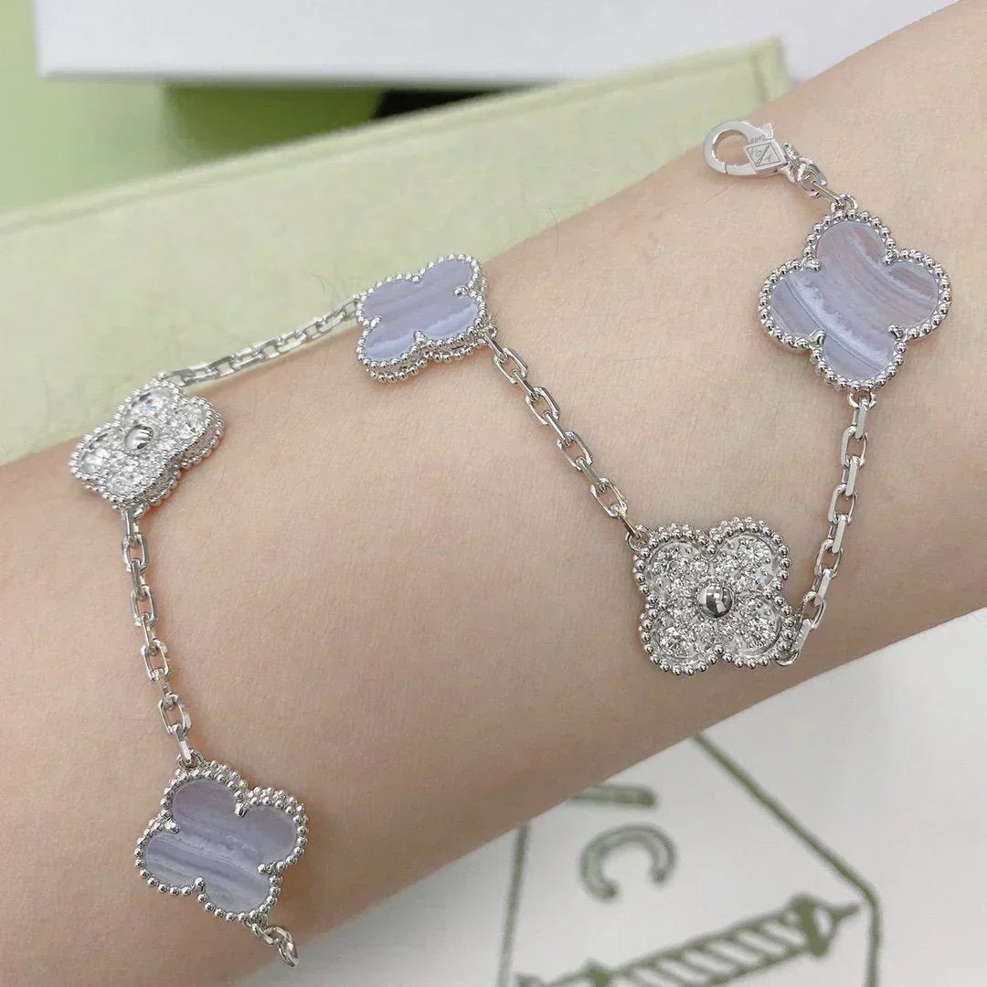 [Stellar Jewelry] CLOVER 5 MOTIF PURPLE CHALCEDONY BRACELET COLLECTION
