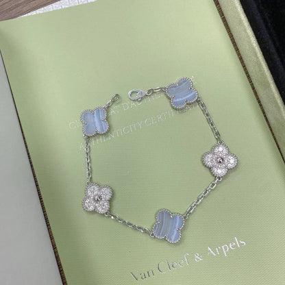 [Stellar Jewelry] CLOVER 5 MOTIF PURPLE CHALCEDONY BRACELET COLLECTION