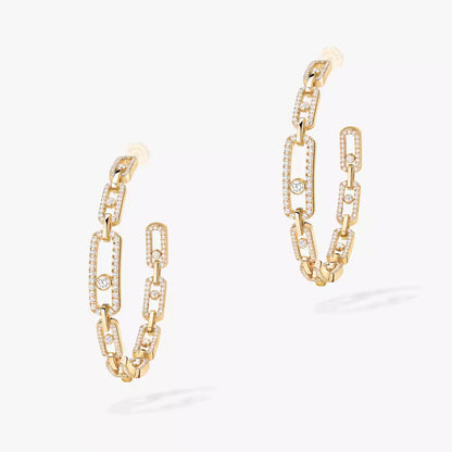 [Stellar Jewelry]Move Link Diamond Hoop Earrings