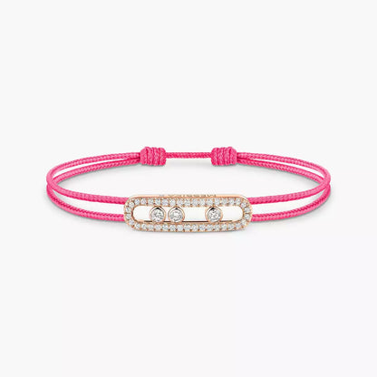 [Stellar Jewelry]Care(Medium-3.5mm) pink cord pavé bracelet