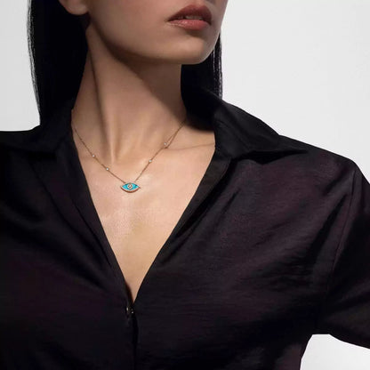 [Stellar Jewelry]Lucky Eye Diamond Necklace in  Gold and Turquoise