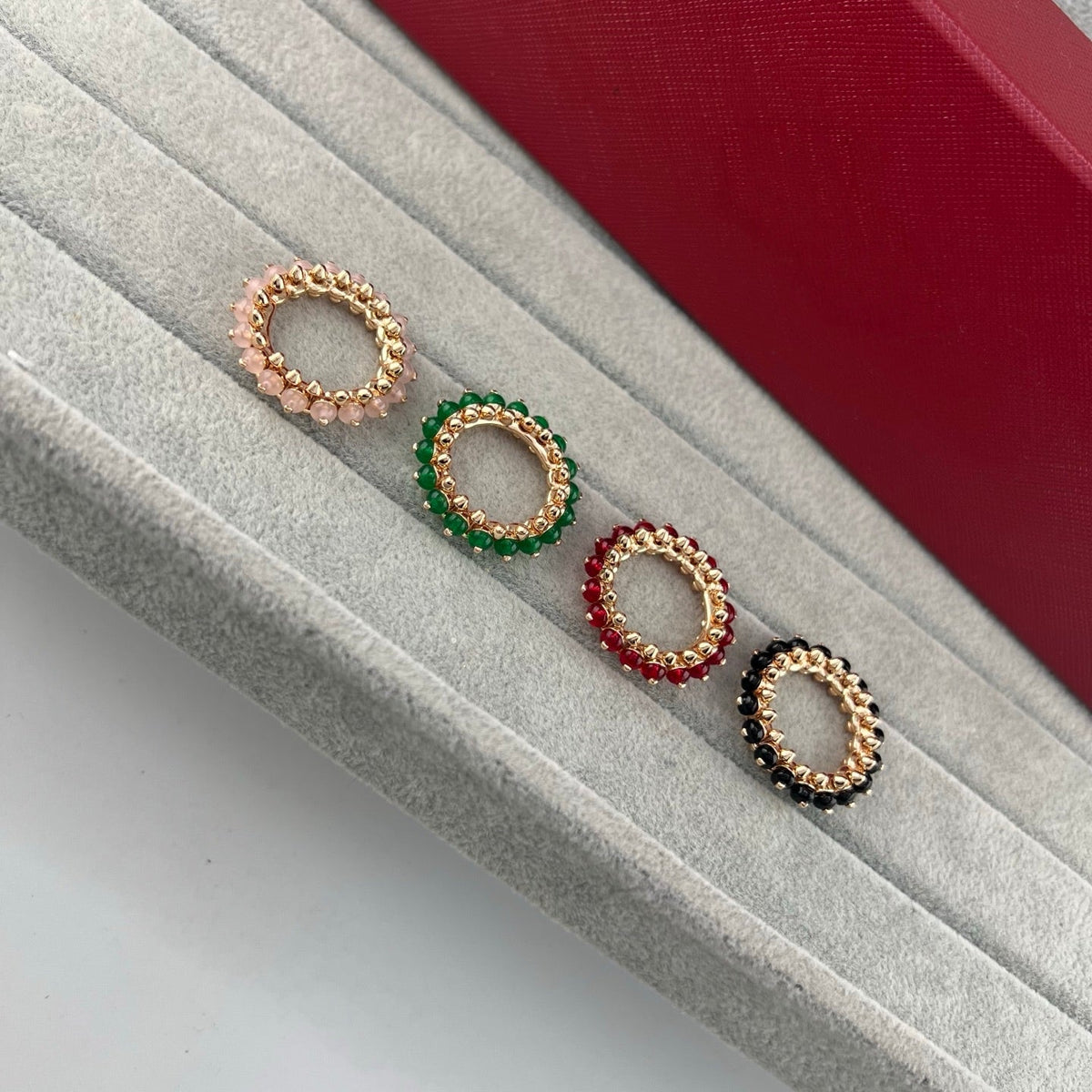 [Stellar Jewelry]PYRAMID COLORED STONE STUD RING